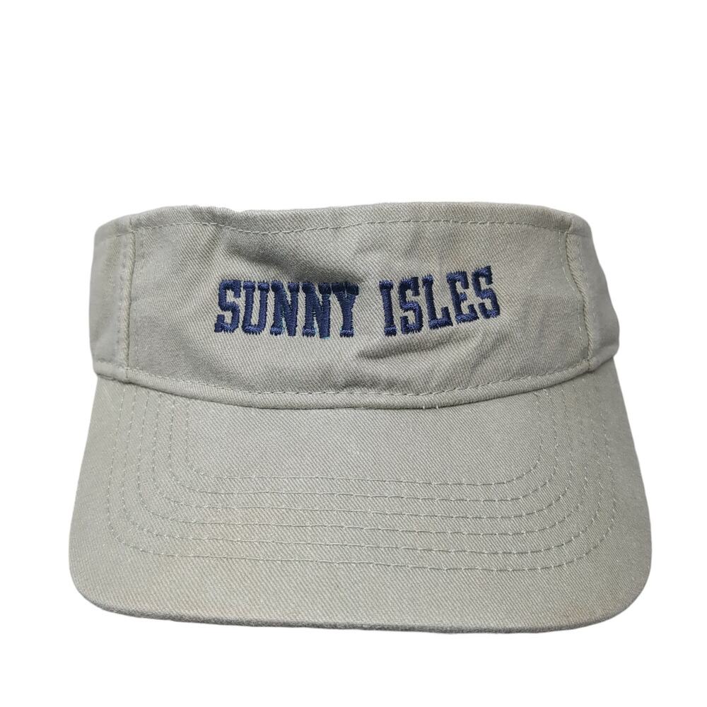 Sunny Isles Sun Visor Hat Beige One Size Adjustable Strap Embroidered Kaufman